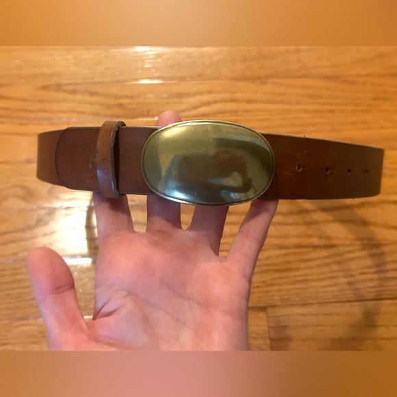 J. Crew leather belt with brass buckle - small
